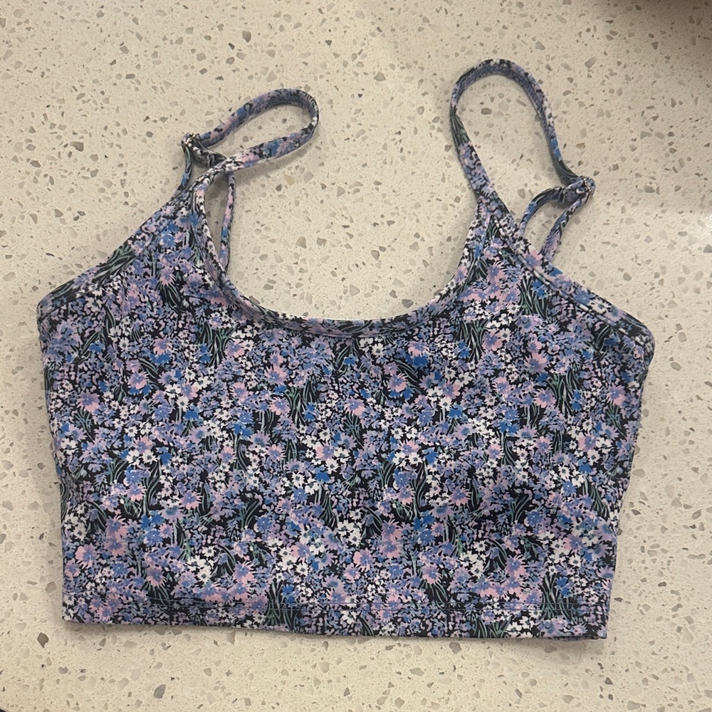 Beach Riot Floral Sports Bra - Purple and Blue